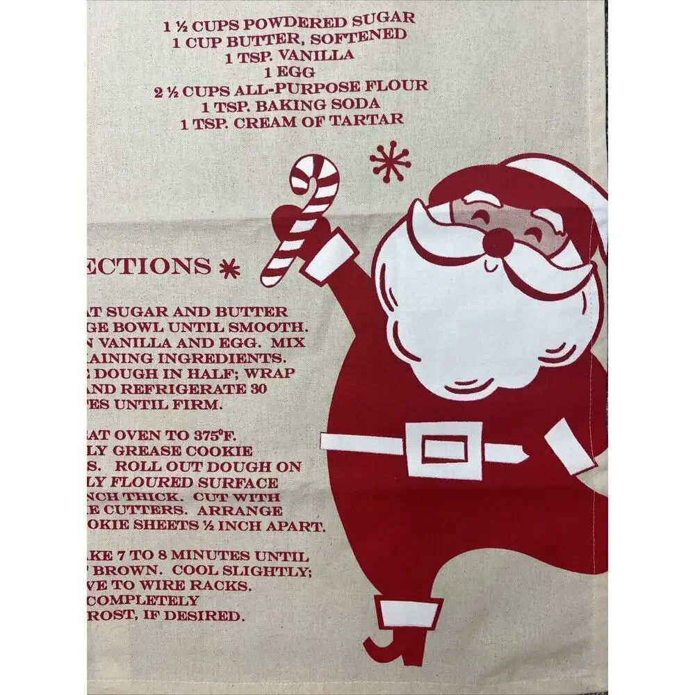 Target 2014 Santa Claus Christmas Sugar Cookie Recipe Dish Towel 100% Cotton NEW